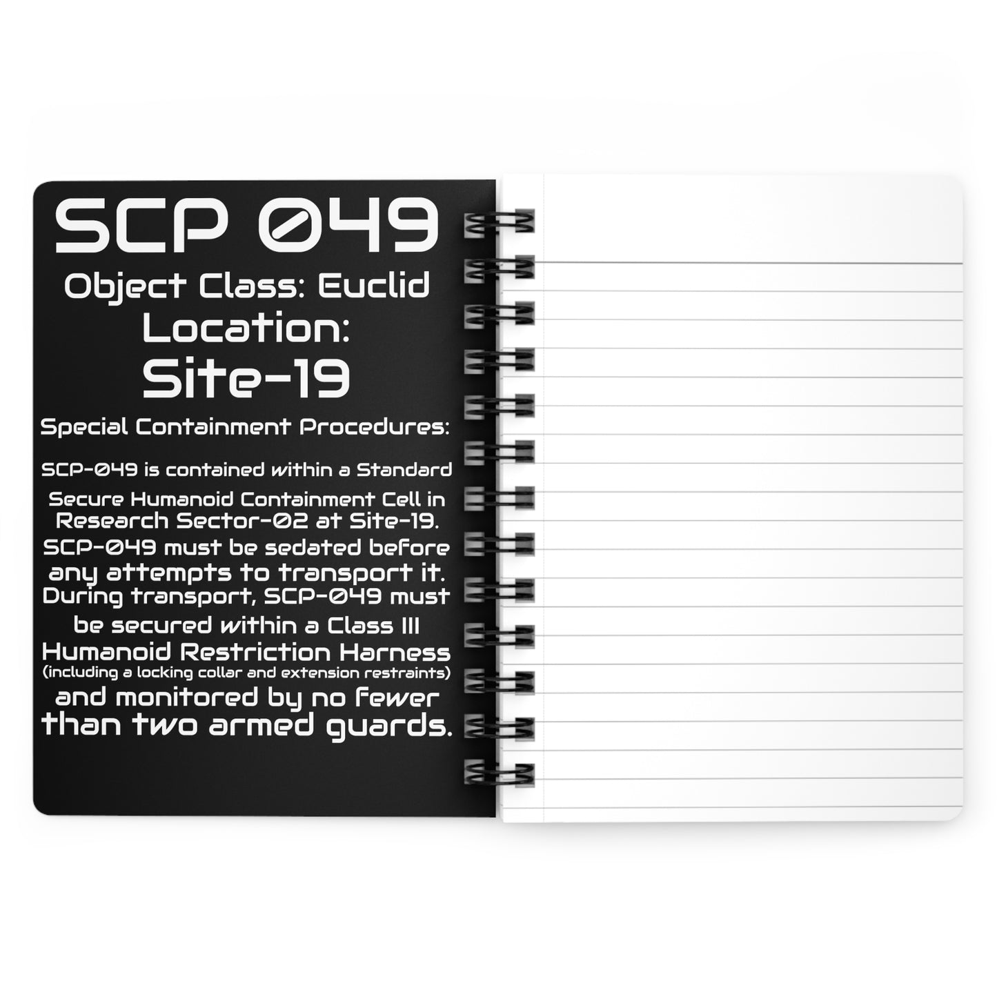 SCP-049 "The Plague Doctor" Briefing Packet - Spiral Bound Journal